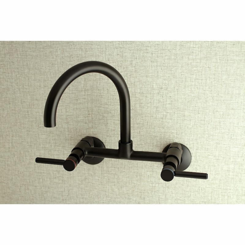 Concord 8-Inch Adjustable Center Wall Mount Kitchen Faucet in Matte Black