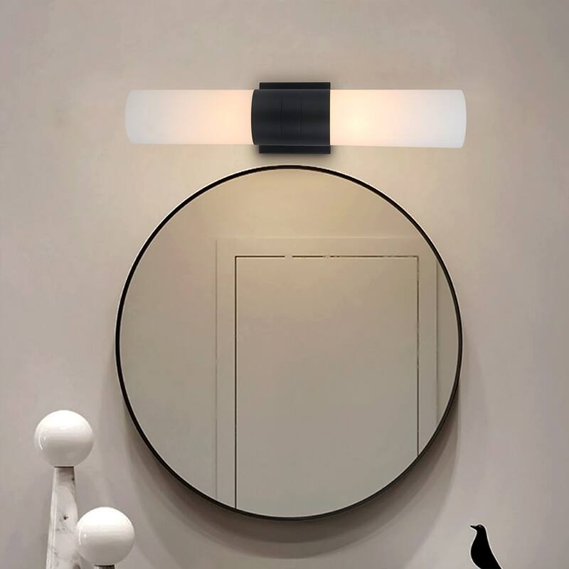 2 Light Bathroom Vanity Lighting with White Glass