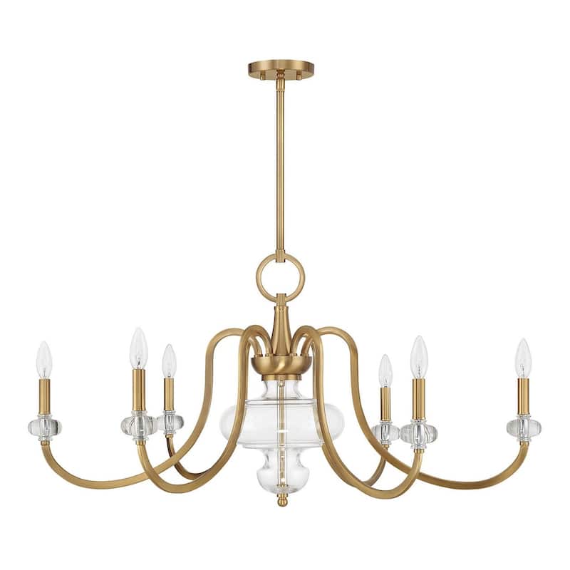 Warm Brass Six Light Chandelier from the Bergdorf Collection - Warm Brass
