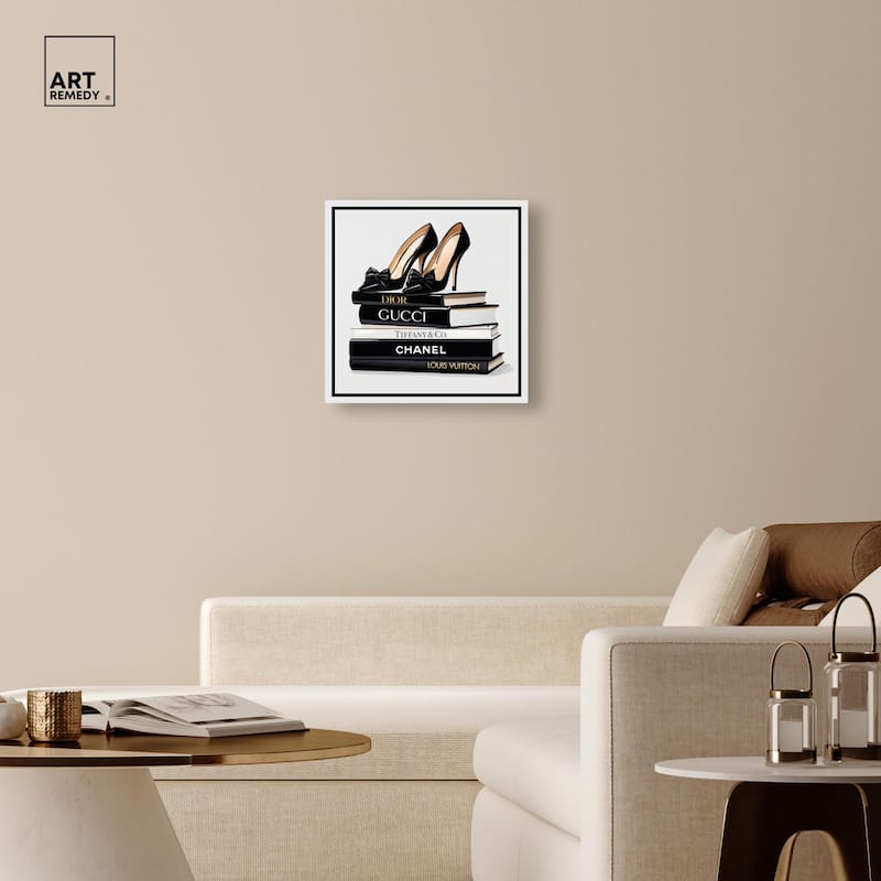Ink Books and Heels Canvas by Art Remedy, Gallery Wrapped