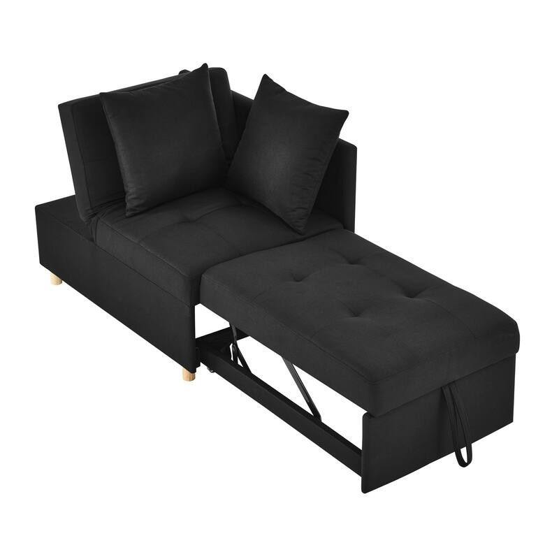 Roomfitters Convertible Sleeper Sofa Chair with Adjustable Backrest, Pullout Bed and Wheels, Linen Fabric