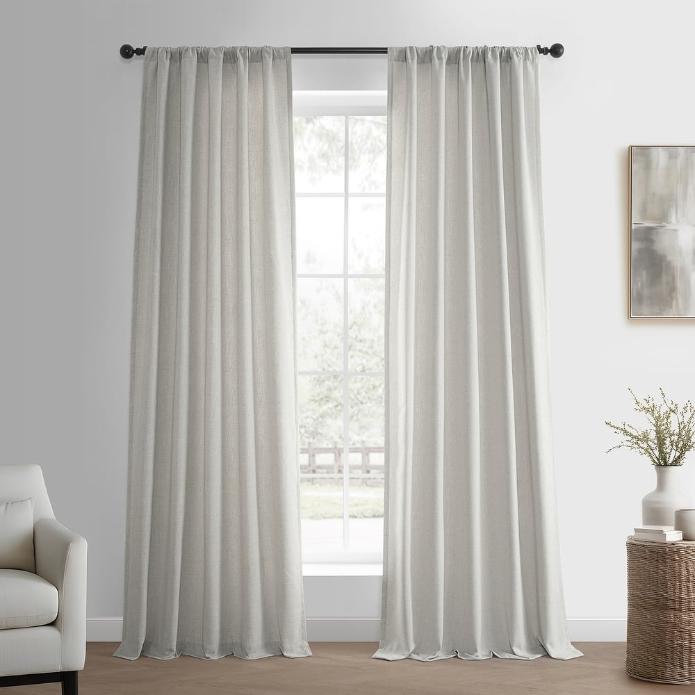 Exclusive Fabrics Basic Faux Linen Curtain Pair - 2 Panels - Light Filtering Window Curtains