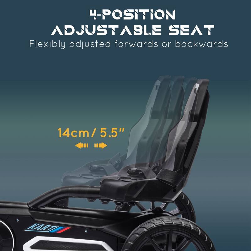 Kids Pedal Go-Kart with Adjustable Seat, EVA Wheels, Hand Brake, Forward & Reverse Drive, 3-8 Years, Max 66 lbs