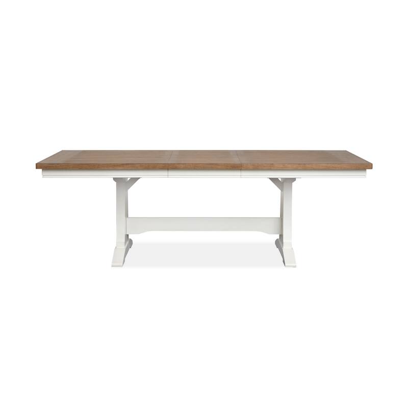 Magnussen Home Kingston Whisper White and Cerused Nutmeg Extendable Trestle Dining Table - 42''W x 72''D x 30''H