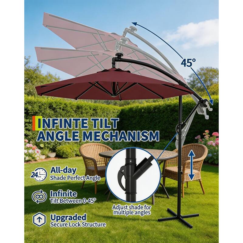 Cantilever Umbrella, with 360° Rotating