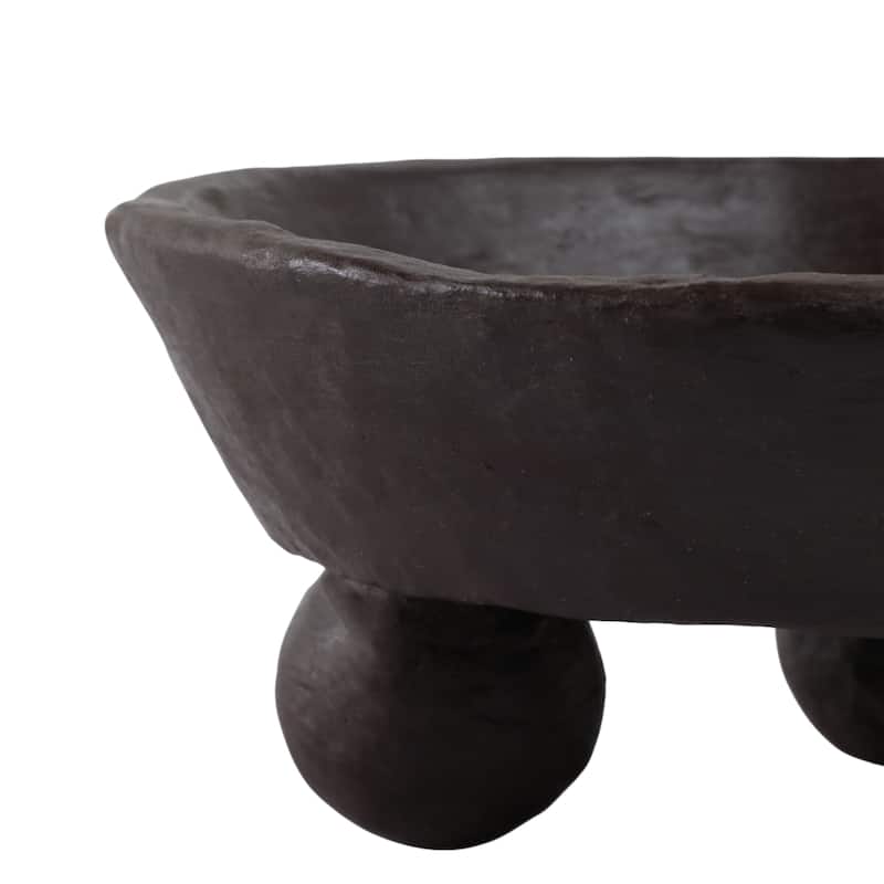 Decorative Textured Bowl with Triple-Sphere Feet Base