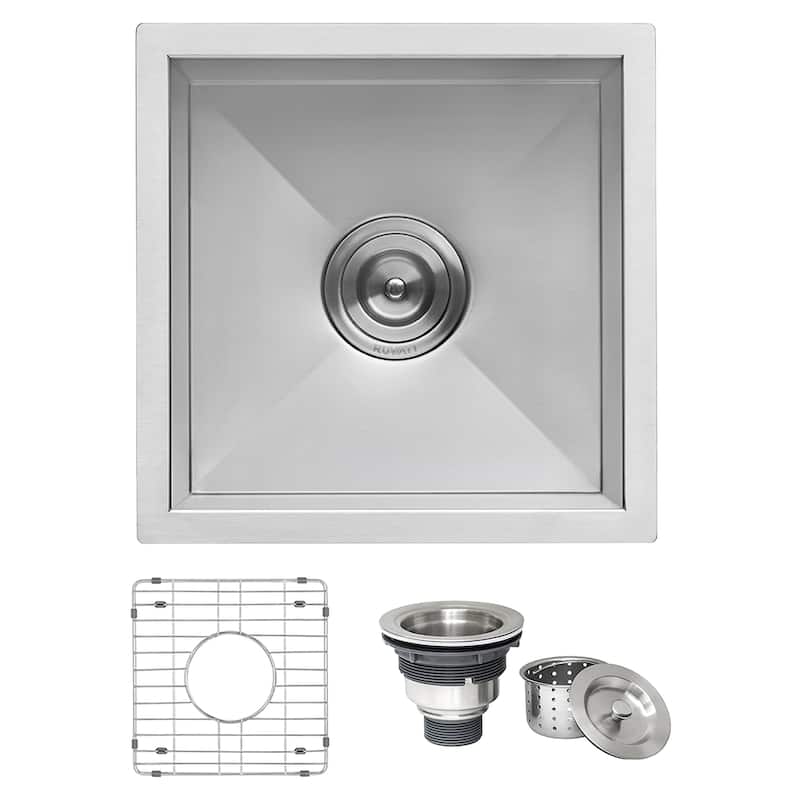 Ruvati 13 x 15 inch Undermount 16 Gauge Zero Raduis Bar Prep Kitchen Sink Stainless Steel Single Bowl -