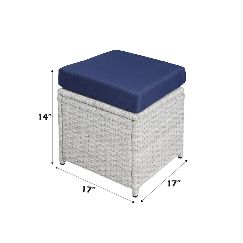 Paitalyi 9PCs Blue Fabric & Wicker Bistro Set