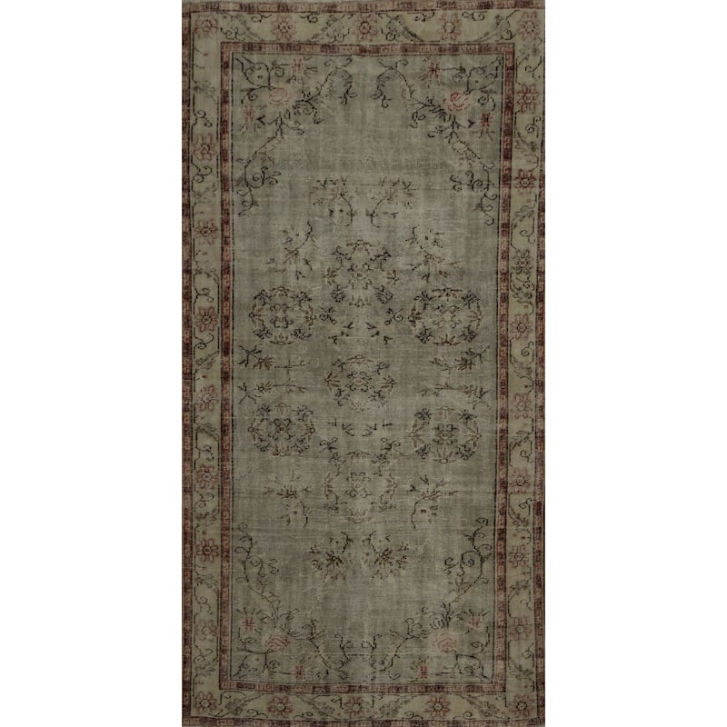 Hand Knotted Oriental 100% Wool Carpet Transitional Floral Green Anatolian Area Rug - 8' 8'' X 5' 6''