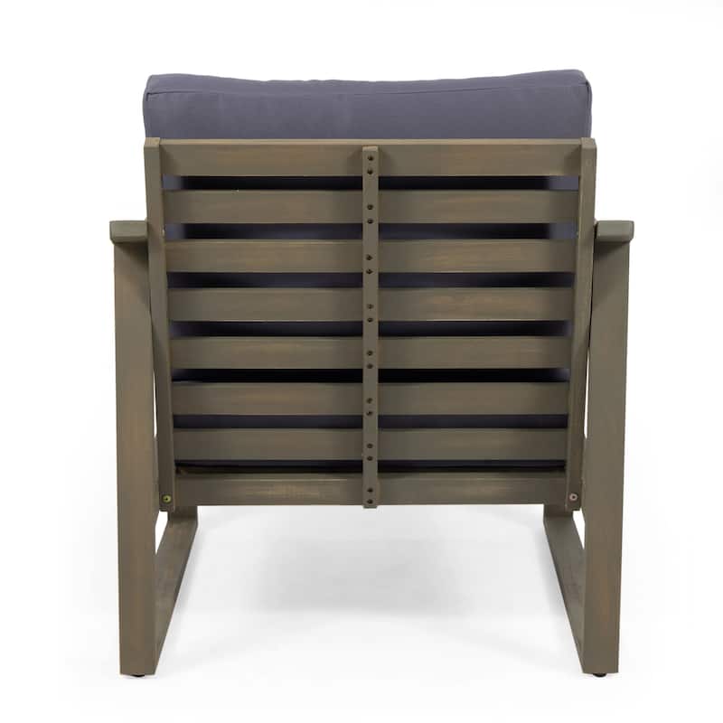 Samwell Acacia Wood Outdoor Club Chair with Cushion by Christopher Knight Home