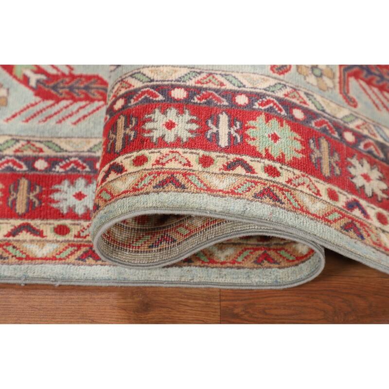 Oriental Blue Kazak Area Rug Hand-Knotted Wool Carpet - 3'8" x 5'8"