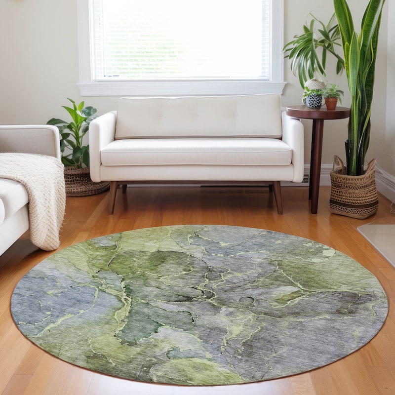 Machine Washable Indoor/ Outdoor Chantille Abstract Modern Rug