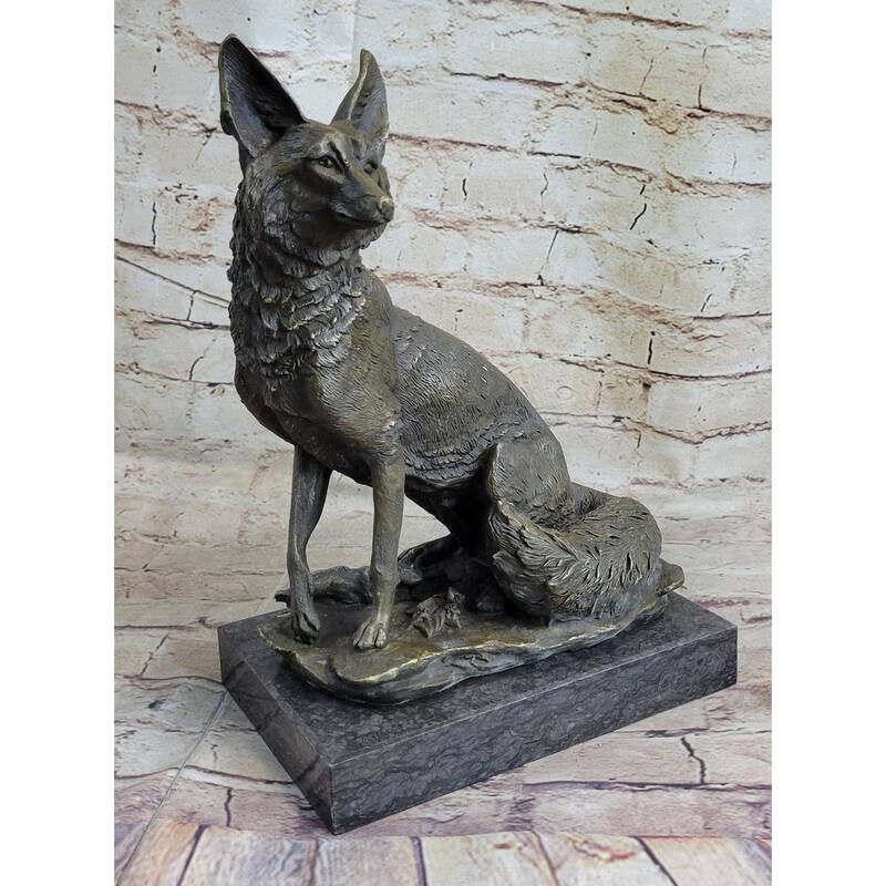 Signed Original Hot Cast Imitative Fox Shy Animal Bronze Sculpture By Williams Figurine