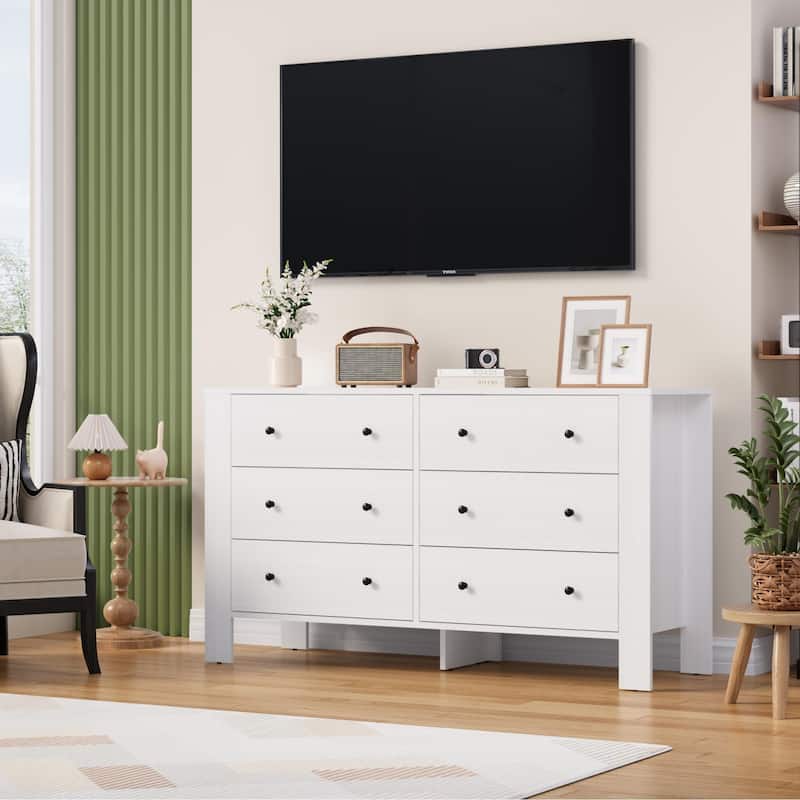 6 Drawer Dresser for Bedroom, Modern Wooden Storage Chest with Drawers