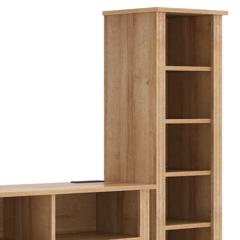 Moasis TV Stand with 2 Side Bookshelves for TVs Up to 65''