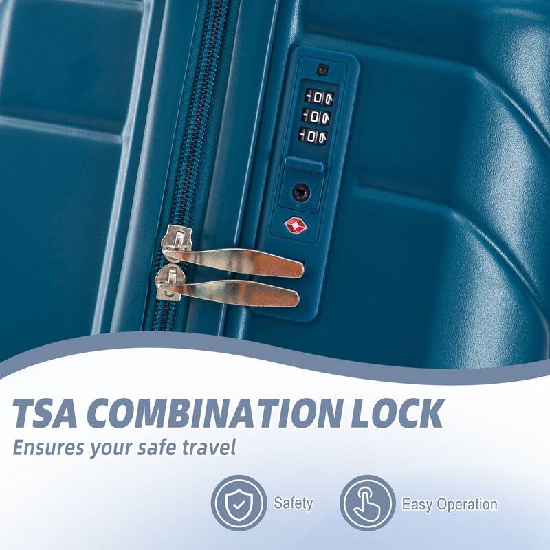 3 PCS in ABS Spinner Wheel Carry on Suitcase Luggage, TSA Combination Lock