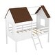 preview thumbnail 6 of 13, Elegant Twin Size Low Loft Wood House Bed with Two Side Windows, Superior Quality & Better Sleeping Environment, White+Brown