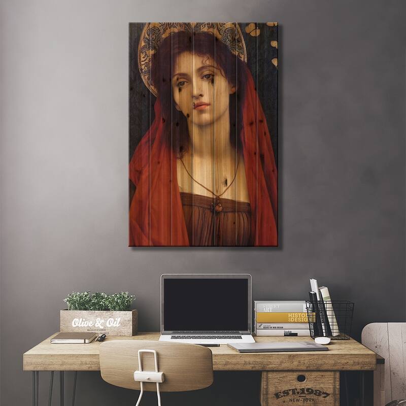 Madonna Painting II Print On Wood by Mike Kiev - Multi-Color