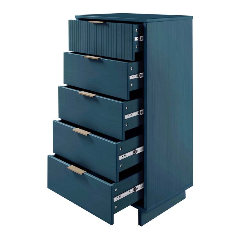 Manhattan Comfort 3-Piece Granville Modern Solid Wood Narrow Chest Dresser Nightstand Set.