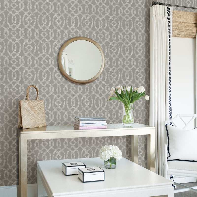 A-Street Prints Ethereal Grey Trellis Wallpaper
