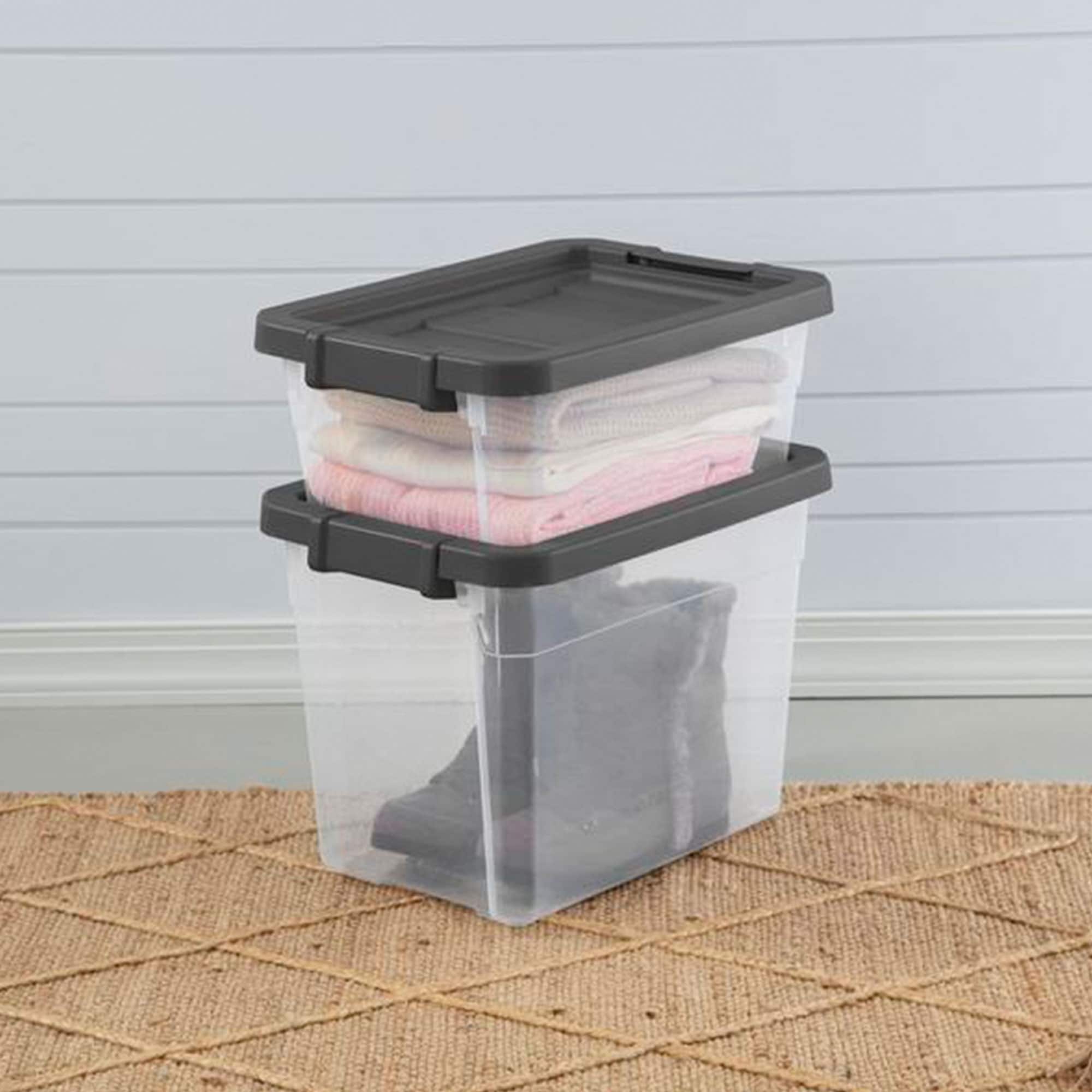 Sterilite 30 Qt Clear Plastic Stackable Storage Bin with Grey Latch Lid, 6  Pack - 2.8 - Bed Bath & Beyond - 36045158