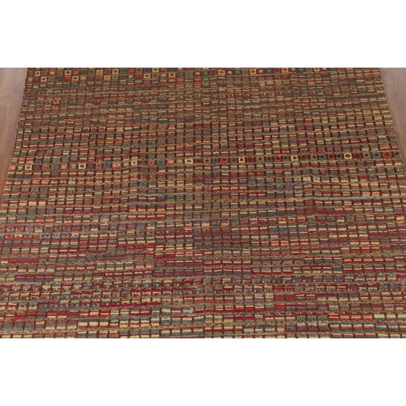 All-Over Checkered Moroccan Modern Area Rug Hand-Knotted Wool Carpet - 7'10"x 10'2"
