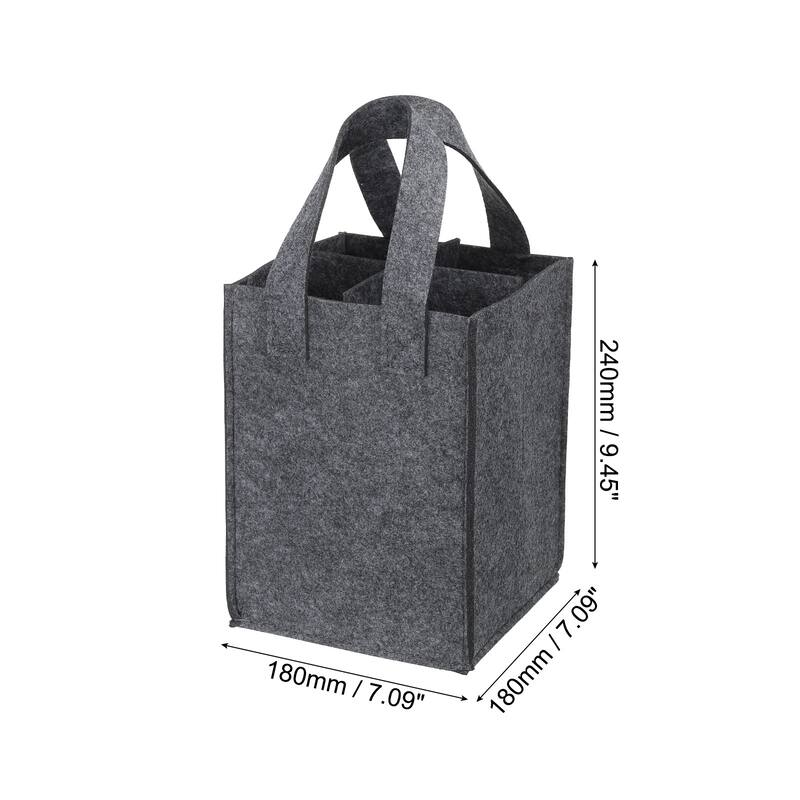 4 Bottle Wine Carrier Tote Bag, Wine Bottle Carrying Bag - Grey