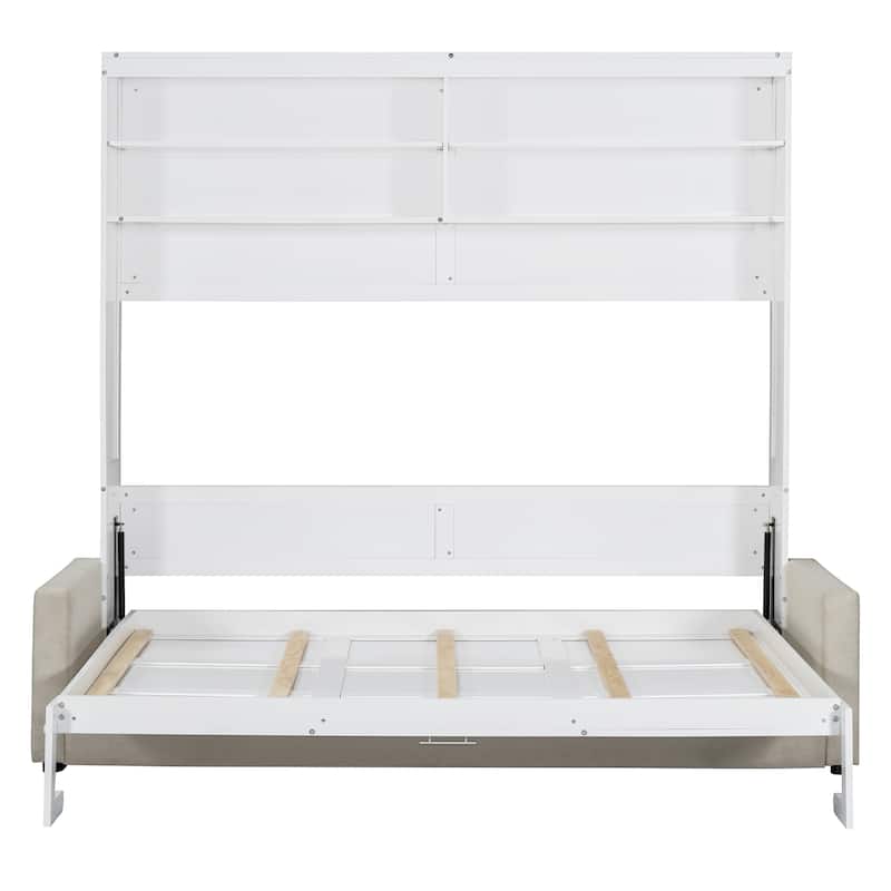 Queen Size Murphy Bed Wall Bed with Sofa and Cushions