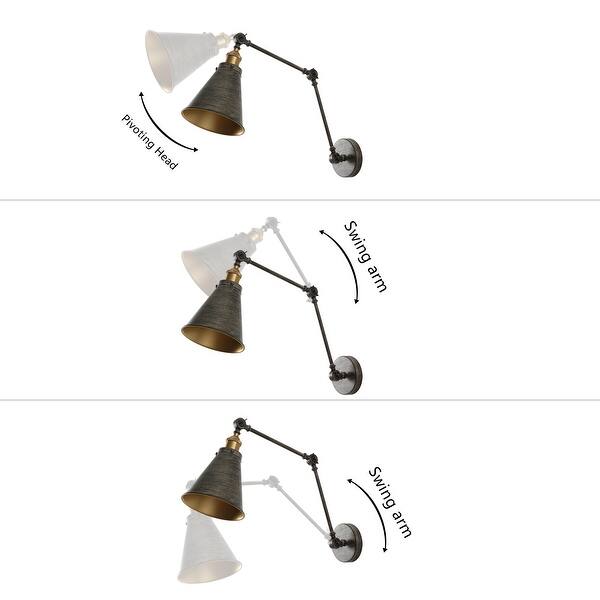 dimension image slide 10 of 14, Rover 7" Adjustable Arm Metal LED Wall Sconce by JONATHAN Y