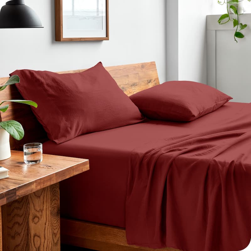 Bare Home Washed Microfiber Deep Pocket Sheet Set