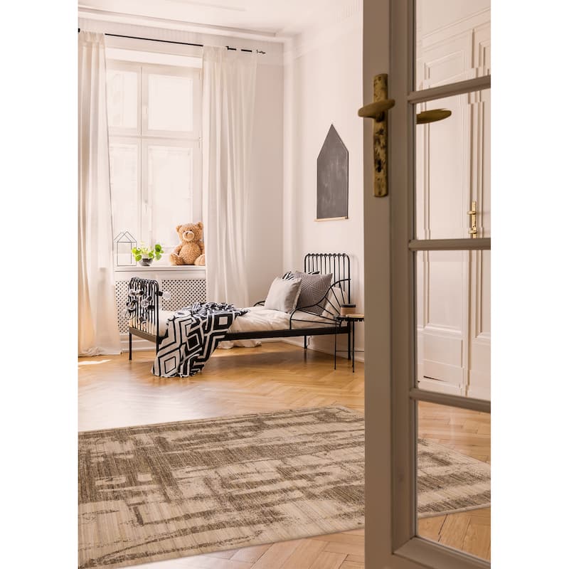 ECARPETGALLERY Hand Loomed Elysian Ivory, Taupe Wool Rug - 8'0 x 9'11