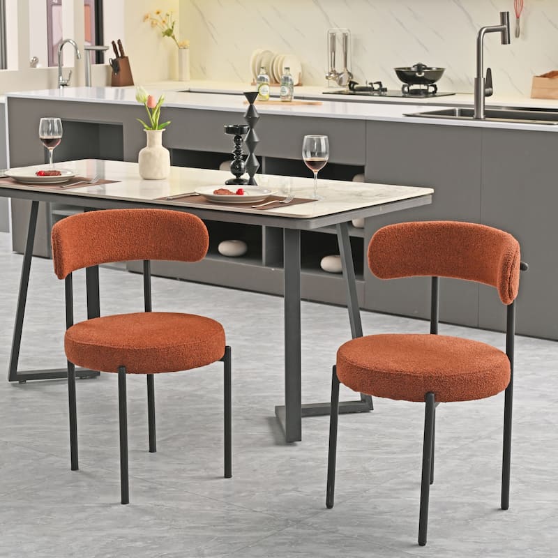 Mid-Century Boucle Dining Chairs