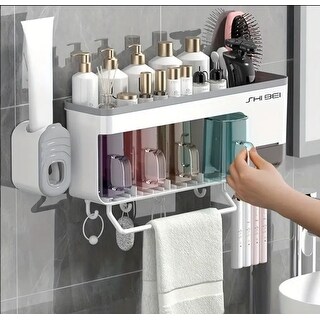 Malibu Multifunctional Wall Mounted Toothbrush Holder with Toothpaste ...