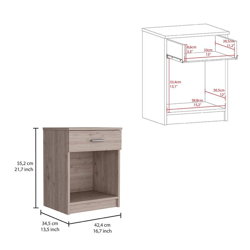 Compact Black End Table/Nightstand - One Drawer, Open Shelf, and Superior Top