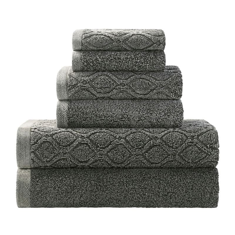 Superior 100% Cotton Jacquard Denim 6-Piece Wash Towel Set