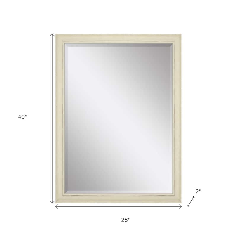 HomeRoots 40" White Solid Wood Framed Accent Mirror - 28.00 in. x 40.00 in. x 2.00 in.