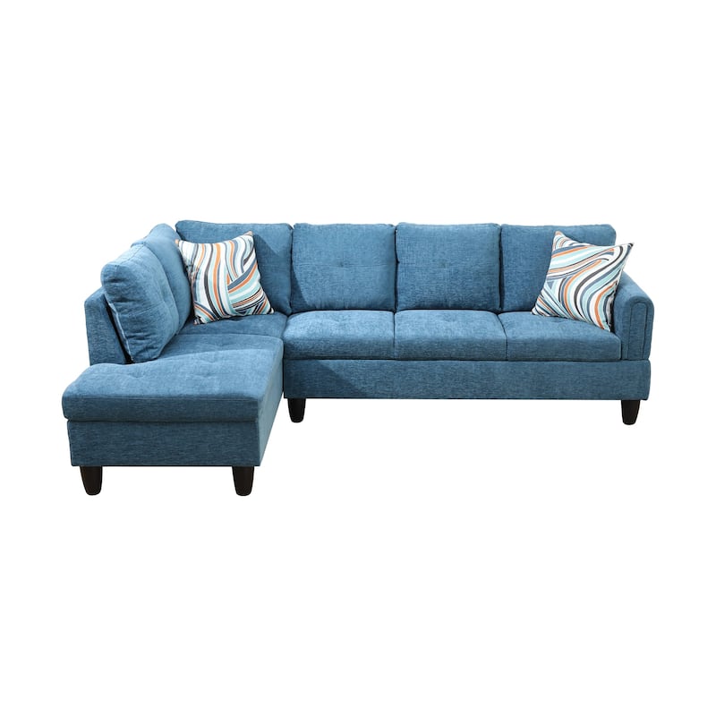 Blue Flannel 3-Piece Living Room Sofa Set
