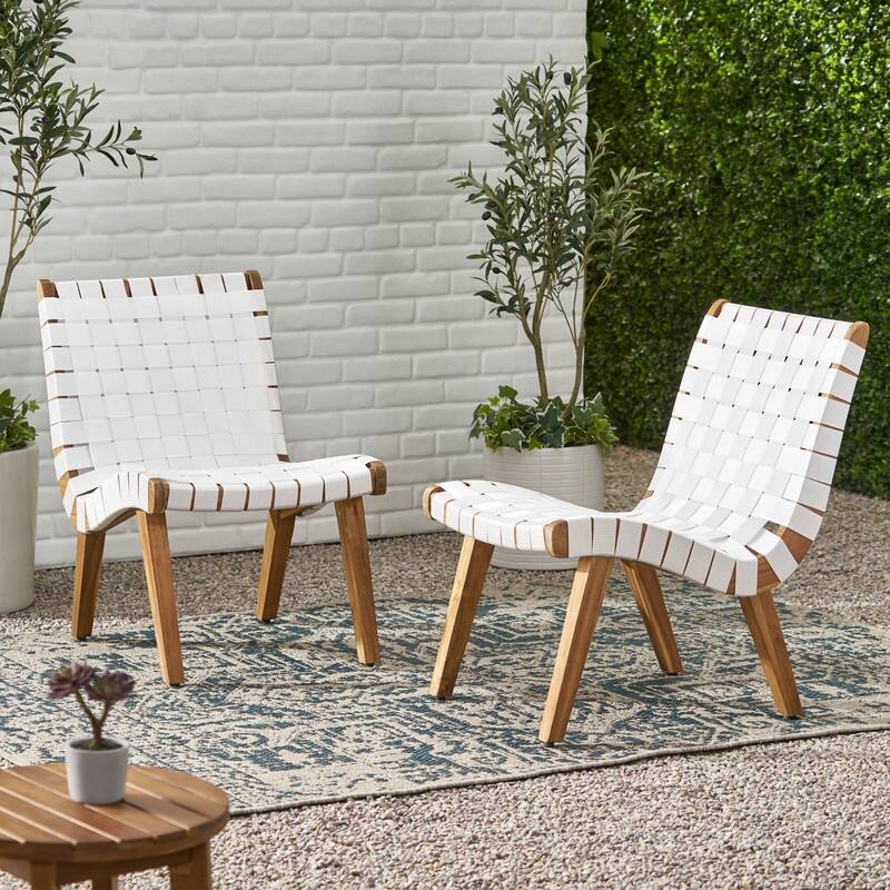 CHARLOTTE Modern Acacia Wood Outdoor Lounge Chair (Set of 2)
