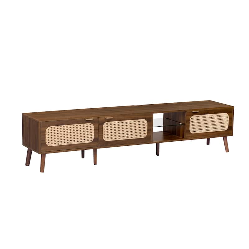 TV Stand TV Console for 75/80/85 Inches TV, Walnut Television Cabinet Entertainment Center with Open Shelf