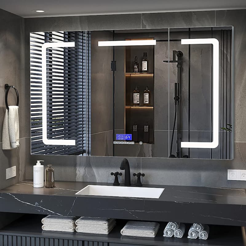 Lesina 48 in. Surface-Mount LED Mirror Medicine Cabinet with Defogger