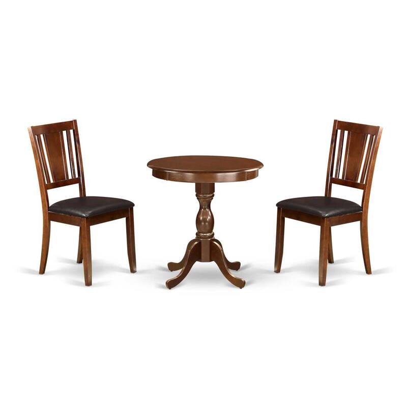 3-Piece Mahogany Finish Solid Wood Top - Dining Room Set - Seats 4