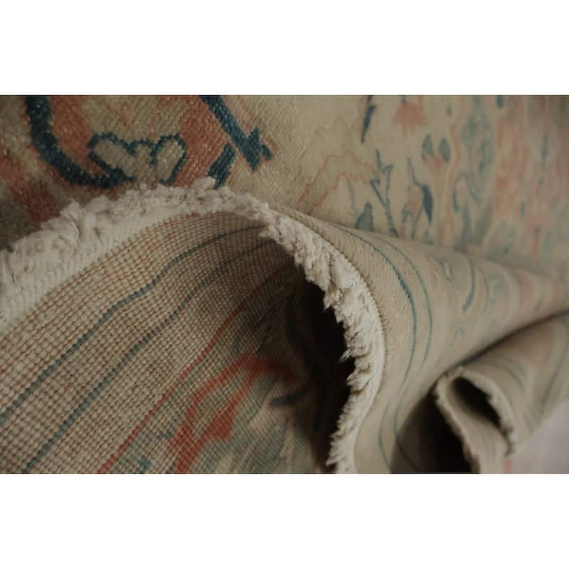 Hand Knotted Oriental 100% Wool Carpet Traditional Floral Beige & Ivories Ziegler Area Rug - 9' 6'' X 6' 9''