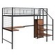 preview thumbnail 16 of 18, Twin Size Metal Loft Bed with Desk, Metal Grid and Wardrobe, Black