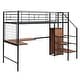 preview thumbnail 36 of 38, Twin Size Metal Loft Bed with Desk, Metal Grid and Wardrobe, White
