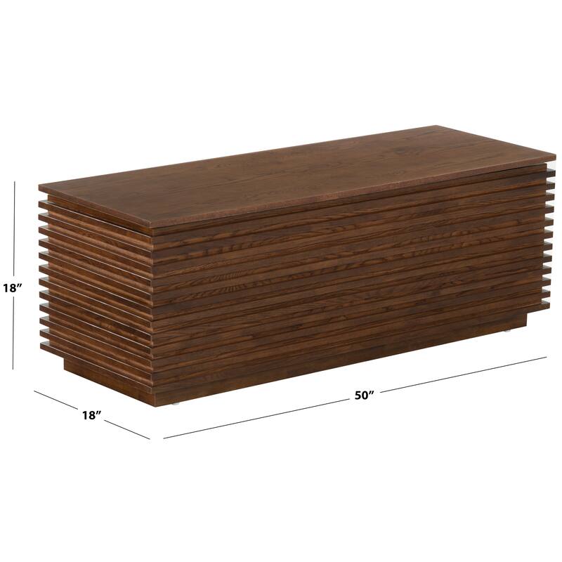 SAFAVIEH Couture Zuzu Wood Storage Bench - 50"W x 18"D x 18"H