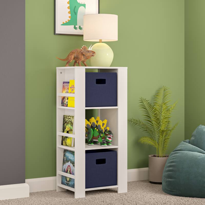 RiverRidge Kids Bookshelf and Toy Organizer Tower with 3 Cubbies and 6 Bookracks for Playroom, Nursery, and Reading Nook