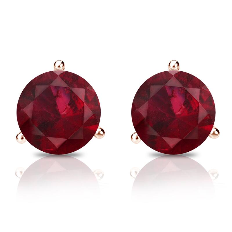 Auriya 14k Gold 1/2ctw Solitaire Ruby Gemstone Stud Earrings Martini-set
