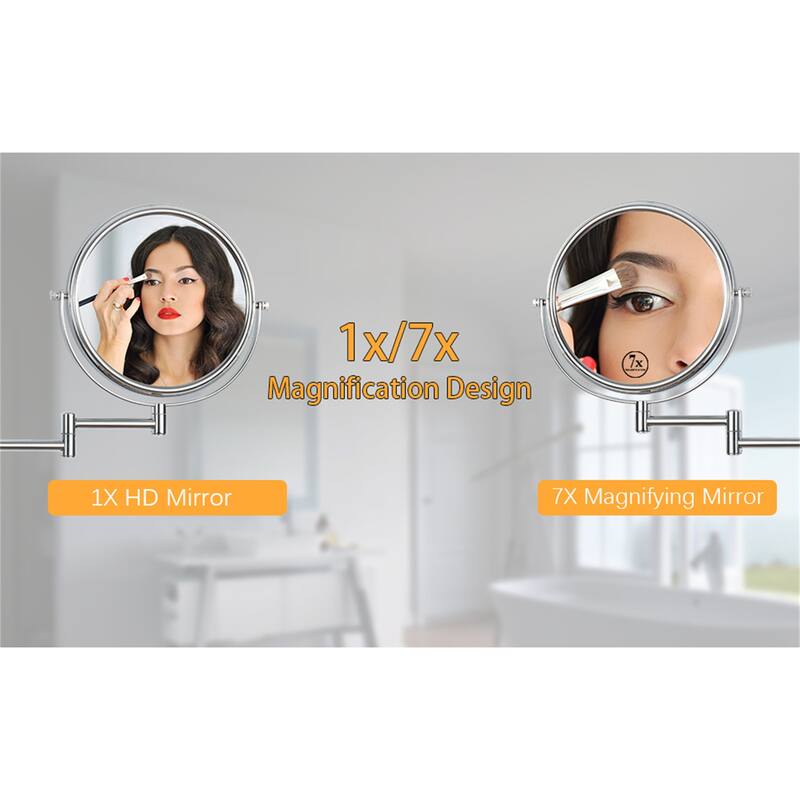 Wall Makeup Mirror Double-Sided Chrome Finish