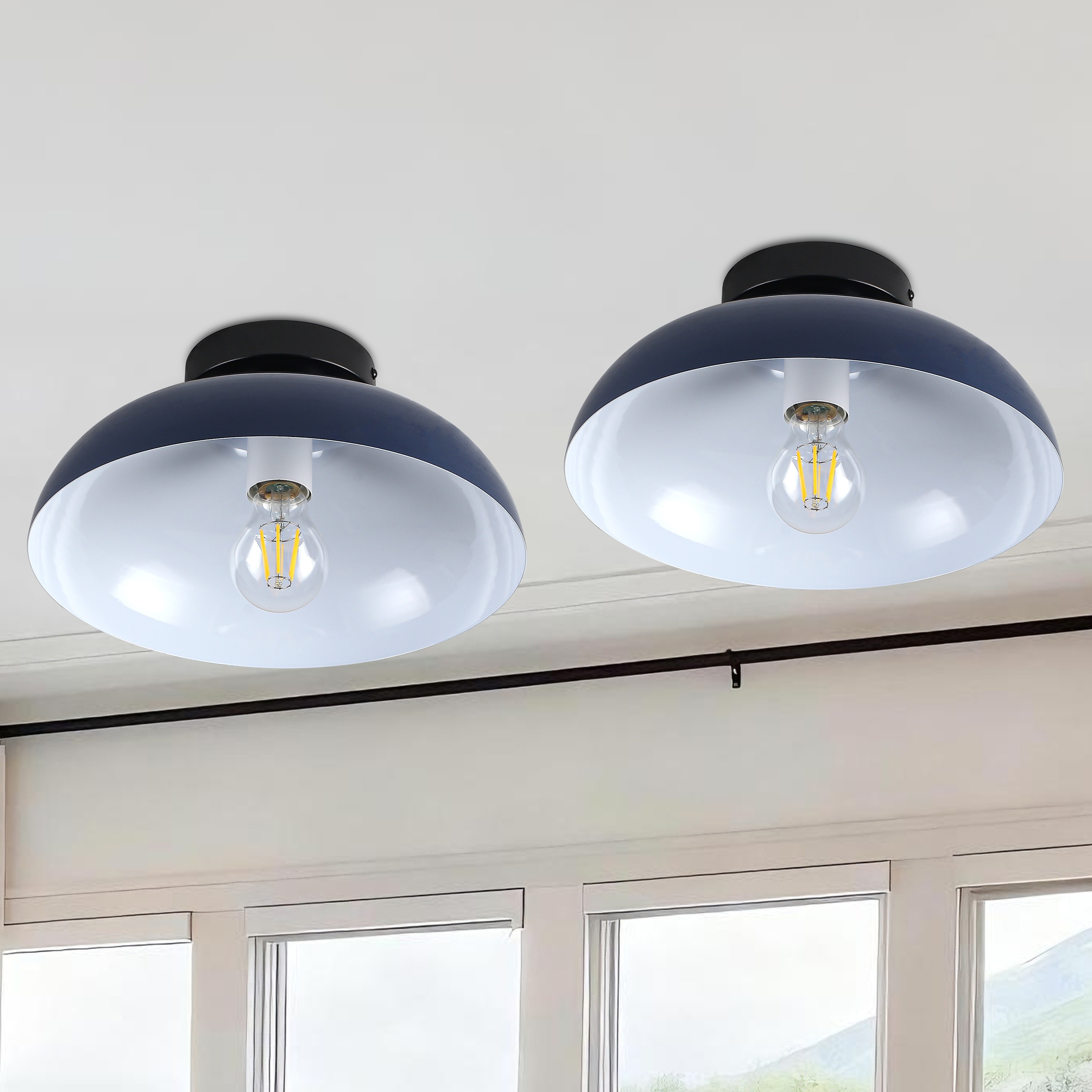 Semi Flush Mount Ceiling Light, Modern Ceiling Light Fixture for Kitchen Island Dining Room Foyer Hallway Porch Barn Loft