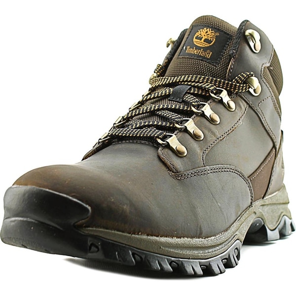 Men Round Toe Leather Brown Hiking Boot 